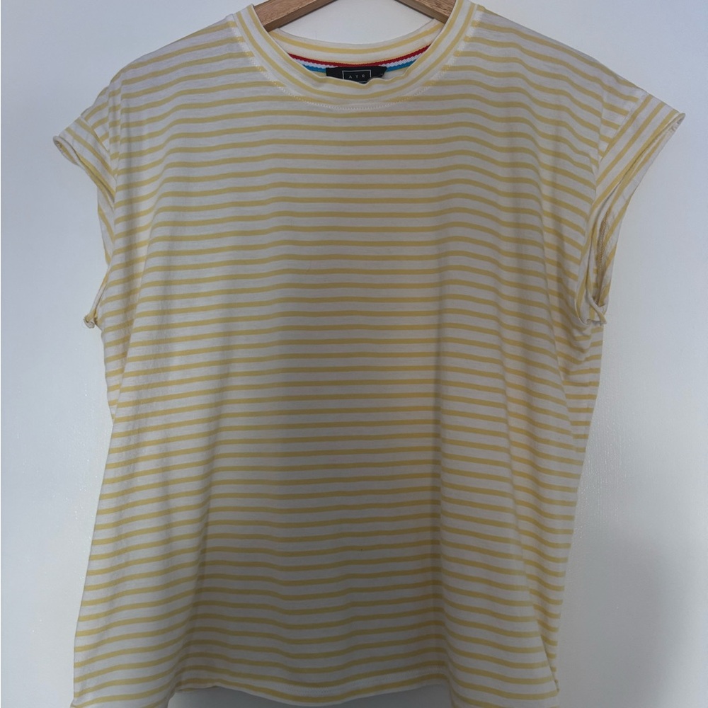 AYR Canary Yellow & White Striped Lightweight Muscle Tee